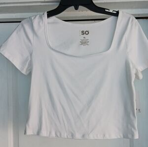 NWT by SO White Crop Tee
